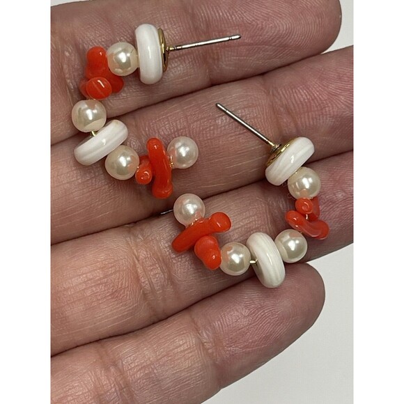 Lele Sadoughi Riviera Beaded Huggie Small Hoop Earrings New W/Flaw - Picture 4 of 8